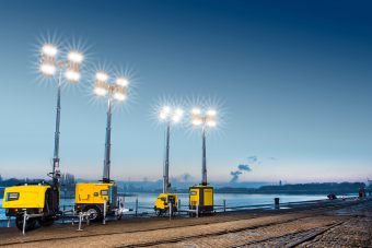 HiLight LED light tower in harbour